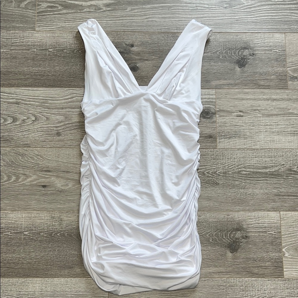 Elegant White Ruched Dress